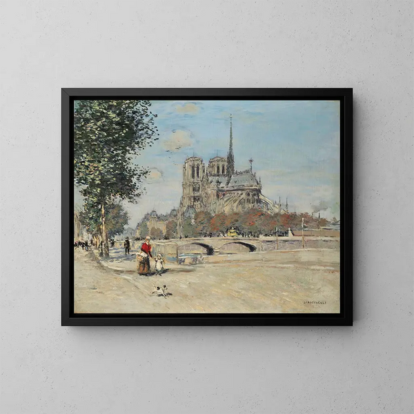 Notre-Dame de Paris i most Arcybiskupa - Jean François Raffaëlli — oprawiony obraz na ścianie