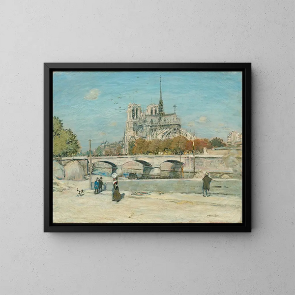 Notre-Dame widziany z nabrzeża Tournelle - Jean François Raffaëlli — oprawiony obraz na ścianie