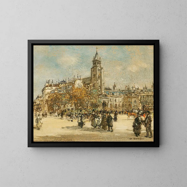 Place de Saint-Germain-des-Prés, Paryż - Jean François Raffaëlli — oprawiony obraz na ścianie