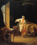 Voltaire o wschodzie słońca w Ferney, dyktujący swojemu sekretarzowi Collini - Jean Huber — widok dzieła