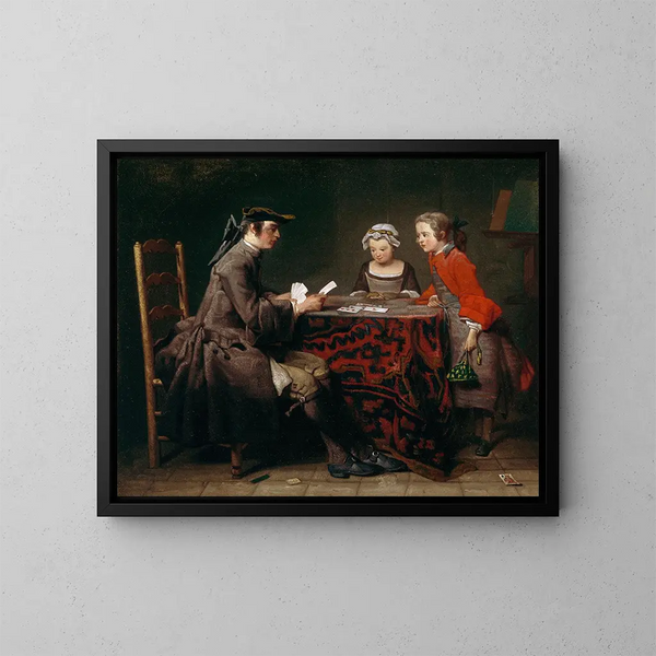 Les Tours de cartes - Jean Siméon Chardin — oprawiony obraz na ścianie