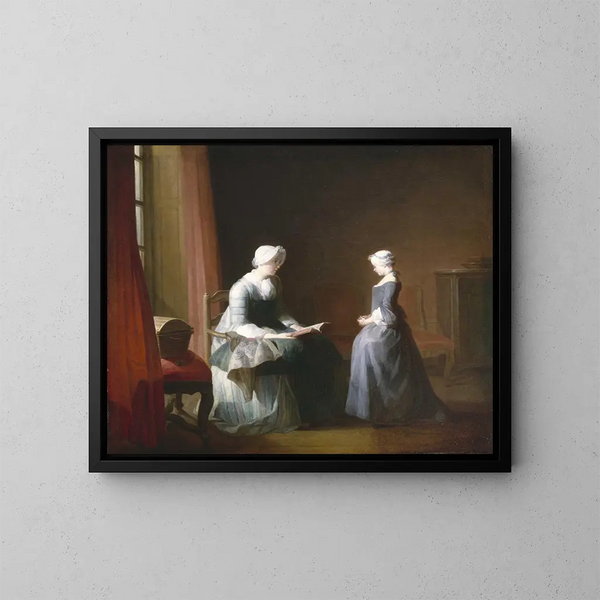 La bonne éducation - Jean Siméon Chardin — oprawiony obraz na ścianie
