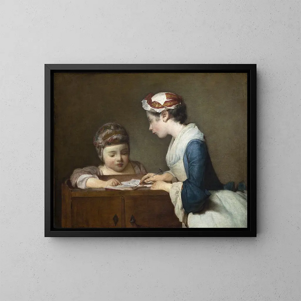 La Petite Maîtresse d'école - Jean Siméon Chardin — oprawiony obraz na ścianie