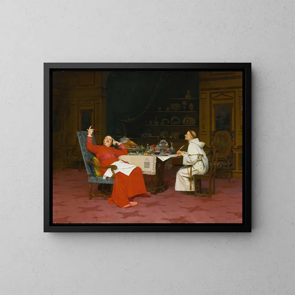 Sermon sur l'abstinence - Jehan Georges Vibert — oprawiony obraz na ścianie