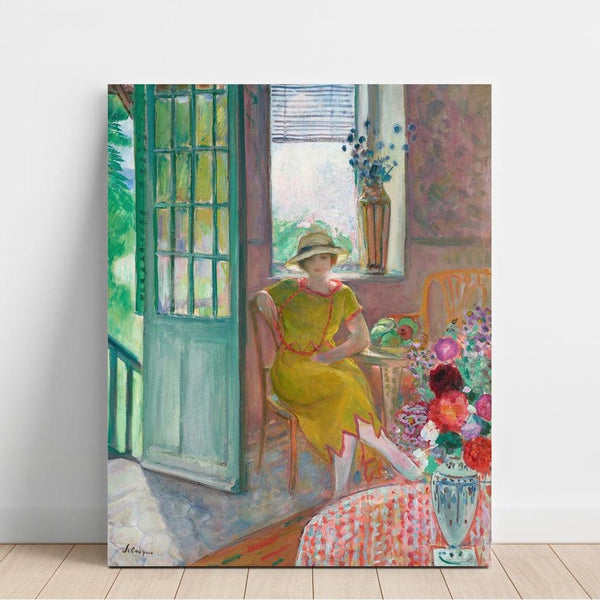 Reprodukcja obrazu Młoda kobieta w kwiatowym wnętrzu - Henri Lebasque