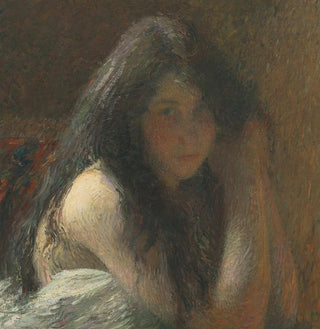 Jeune femme se coiffant, huile sur toile - Henri Martin
