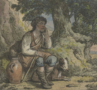Jeune homme sous un arbre avec un chien et une cruche - Anthony Andriessen