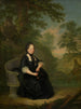 Marie-Thérèse w czarnej sukni siedząca na kamiennej ławce - János Donát — widok dzieła