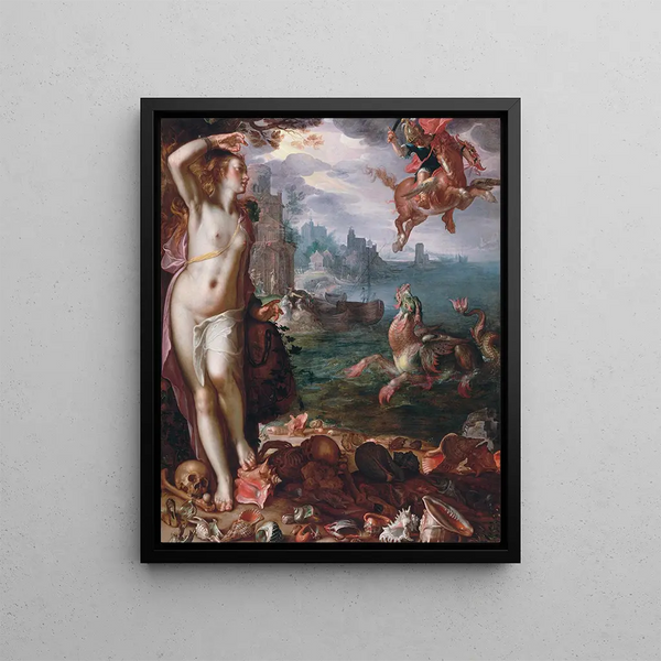 Persée uwalnia Andromedę - Joachim Wtewael — oprawiony obraz na ścianie