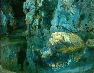 Le rocher dans l'étang - Joaquín Mir Trinxet — widok dzieła