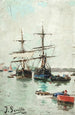 Łodzie w porcie - Joaquín Sorolla — widok dzieła