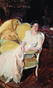 Clotilde siedząca na kanapie - Joaquín Sorolla — widok dzieła