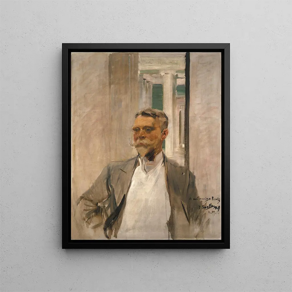 Portret Charlesa M. Kurtza, dyrektora założyciela Albright Art Gallery 1905-1909 - Joaquín Sorolla — oprawiony obraz na ścianie