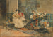 Dwie kobiety w wnętrzu słuchające gitarzysty - Joaquín Sorolla — widok dzieła