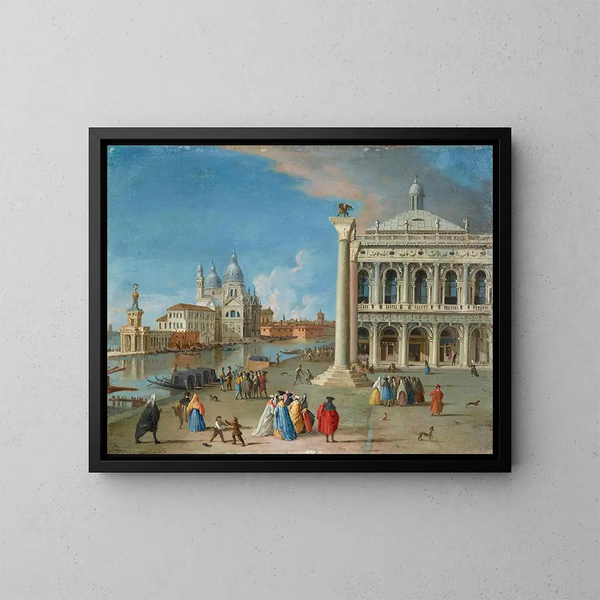 La Piazzetta avec Santa Maria della Salute au-delà de Venise - Johan Anton Richter — oprawiony obraz na ścianie
