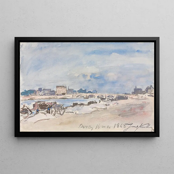 Bercy - Johan Barthold Jongkind — oprawiony obraz na ścianie