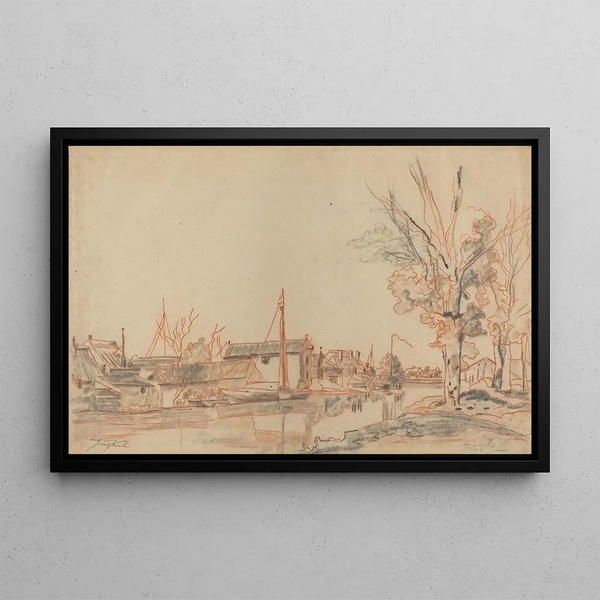 Bords de canal - Johan Barthold Jongkind — oprawiony obraz na ścianie