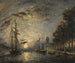 Jasna noc nad kanałem w Dordrecht - Johan Barthold Jongkind — widok dzieła