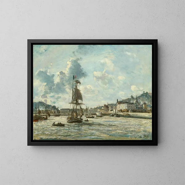 Wejście do portu w Honfleur - Johan Barthold Jongkind — oprawiony obraz na ścianie