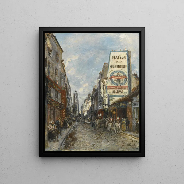 La Rue Saint-Jacques Paris - Johan Barthold Jongkind — oprawiony obraz na ścianie