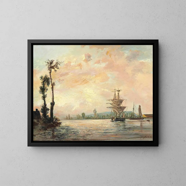 La Seine près de Rouen - Johan Barthold Jongkind — oprawiony obraz na ścianie
