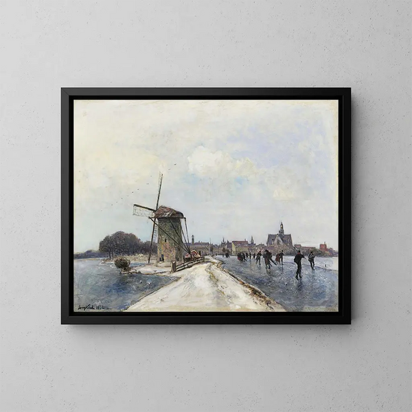 Patineurs à Maassluis - Johan Barthold Jongkind — oprawiony obraz na ścianie