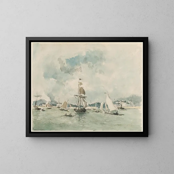 Port Honfleur - Johan Barthold Jongkind — oprawiony obraz na ścianie