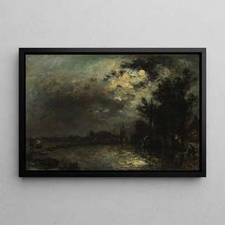 Johan Barthold Jongkind - View on Overschie in Moonlight.webp