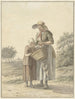 Kobieta i dziewczynka na drodze wiejskiej - Johan Christiaan Willem Safft — widok dzieła
