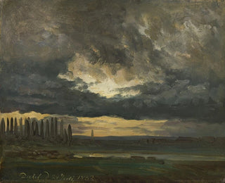 Johan Christian Dahl - Cloud Study over the Elbe with Poplars.webp