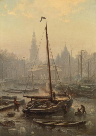 Johan Conrad Greive - The Nieuwmarkt in foggy weather.webp