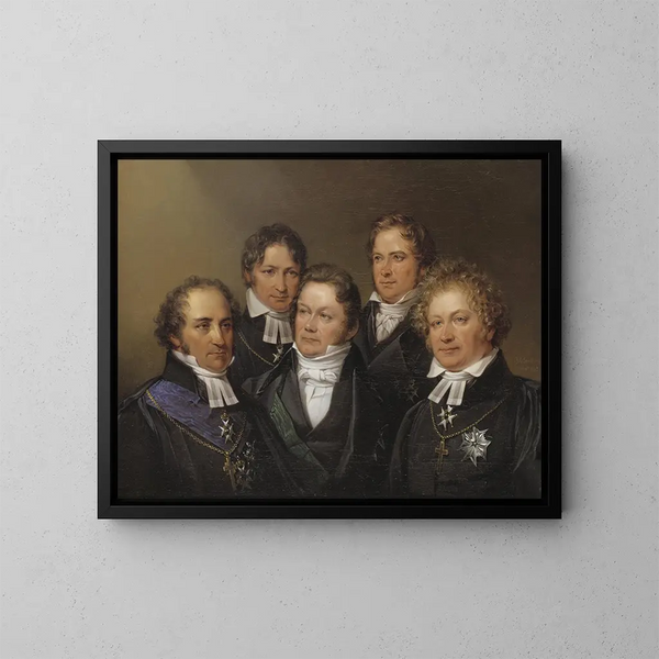 Johan Olof Wallin, Jns Jacob Berzelius, Frans Michael Franzén, Erik Gustaf Geijer i Esaias Tegnér - Johan Gustaf Sandberg — oprawiony obraz na ścianie