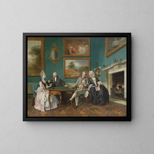 Rodzina Dutton w salonie Sherborne Park, Gloucestershire - Johan Joseph Zoffany — oprawiony obraz na ścianie
