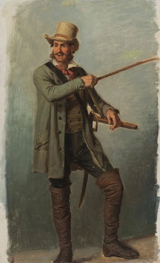 Johann Baptist Kirner - Badischer Freischrler in Schaftstiefeln mit Degen und Gewehr.webp