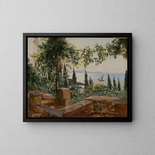 Johann Baptist Kirner - Italienische Landschaftsstudie mit Blick auf das Meer.webp