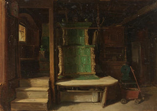 Johann Baptist Kirner - Schwarzwlder Bauernstube mit grnem Kachelofen.webp