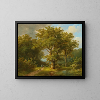 Johann Bernhard Klombeck - Wooded landscape with peasant couple returning home.webp
