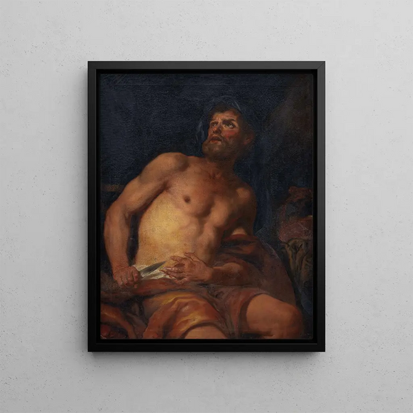Śmierć Kato młodszego - Johann Carl Loth — oprawiony obraz na ścianie