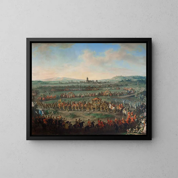 Wejście cesarza Franciszka I, Étienne i jego syna Józefa II do Frankfurtu 29 marca 1764 - Johann Dallinger von Dalling — oprawiony obraz na ścianie