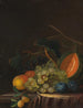 Martwa natura z winogronami, brzoskwiniami, śliwkami i melonem - Johann Daniel Bager — widok dzieła