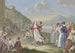 Włoskich chłopów bawiących się nad brzegiem jeziora z grami i tańcem, wysokie góry w tle - Johann Friedrich August Tischbein — widok dzieła