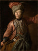 Portret starszej kobiety w mundurze husarza - Johann Georg Dathan — widok dzieła