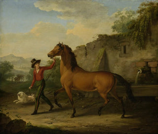 Johann Georg Pforr - A Groom Leading a Stallion from the Drinking Trough.webp