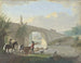 Bétail z dwoma pasterzami przepływającymi przez kamienny most pływając - Johann Georg Pforr — widok dzieła