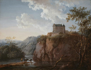 Johann Georg Wagner - Burg auf einem Felsen ber einem Flutal.webp
