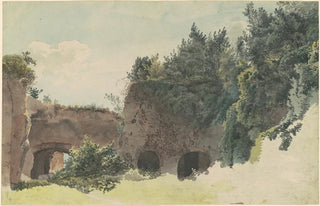 Johann Gottfried Klinsky - Ancient Roman Ruins Overgrown with Trees and Bushes.webp