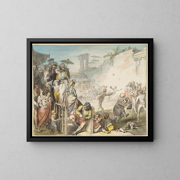 Gra w piłkę w Rzymie - Johann Heinrich Ramberg — oprawiony obraz na ścianie