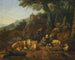 Pejzaż z kierowcami i ich stadem w spoczynku - Johann Heinrich Roos — widok dzieła
