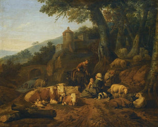 Johann Heinrich Roos - A Landscape With Drovers And Their Flock At Rest.webp