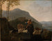pasterzy wyruszających ze swoim stadem w górzystym krajobrazie południa - Johann Heinrich Roos — widok dzieła